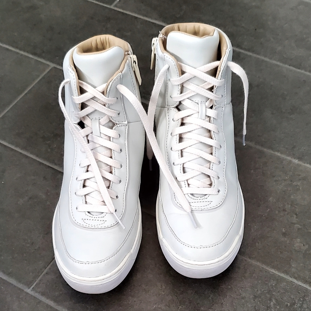 Lacoste Explorateur Calf 316 Leather White Hi-Top Zip+Lace Up Sneakers Wm 8